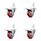 Service Caster 3 Inch Red Poly Wheel Swivel 7/8 Inch Square Stem Caster Set Total Lock Brake SCC-SQTTL20S314-PPUB-RED-78-4 - alternate 1